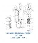 Exploded view of spare parts for Fimar Professional Cutter models CL3 CL5 CL8