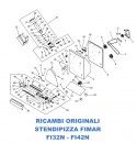 Exploded view of spare parts for Fimar pizza spreaders models FI32N - FI42N