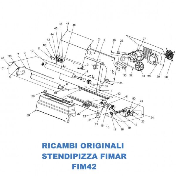 Exploded view spare parts for Fimar pizza spreader model FIM42 - Fimar