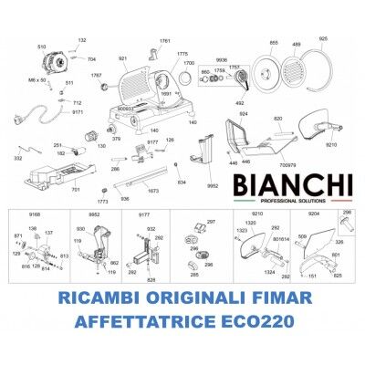 Spare parts list for Fimar ECO220 - Fimar slicers