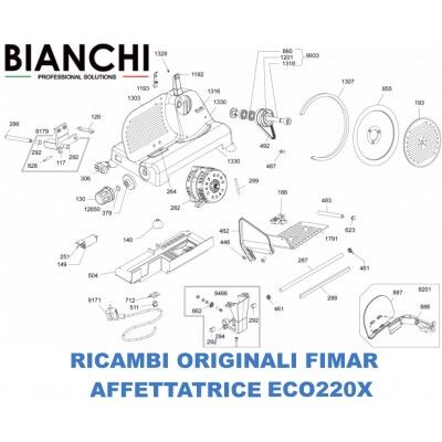 Spare parts list for Fimar ECO220X - Fimar slicers