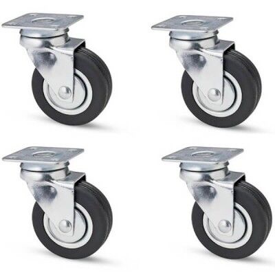 Wheels with brake for cleaning trolleys