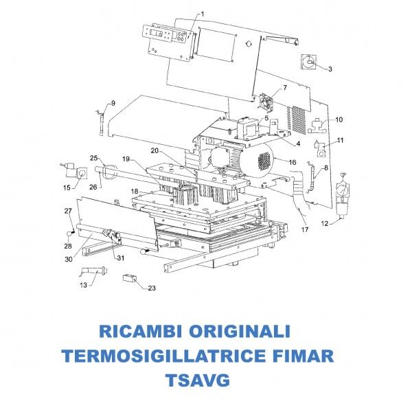Exploded view spare parts for Fimar thermosealing machine model TSAVG - Fimar