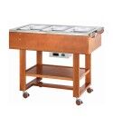 Wooden trolley for boiled and roasted meats with 304 stainless steel basin. Walnut color. CL2770N