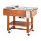 Wooden trolley for boiled and roasted meats with 304 stainless steel basin. Walnut color. CL2770N - Forcar Multiservice.