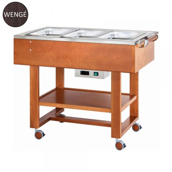 Wooden trolley for boiled and roasted meats with 304 stainless steel tank. color Wenge. CL2770NW - Forcar Multiservice