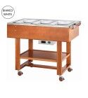 Wooden trolley for boiled and roasted meats with 304 stainless steel basin. White color. CL2770NB