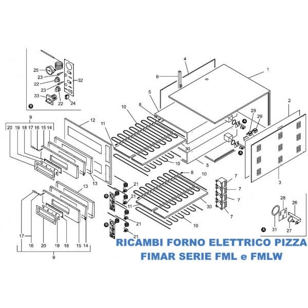 Esploso ricambi per Forno pizza elettrico Fimar Serie FML e FMLW - Fimar
