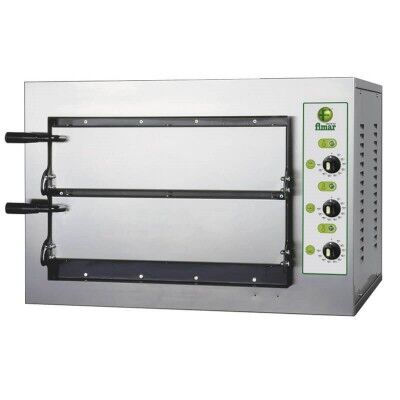 2 chambers stainless steel pizza oven with refractory top and 4 thermostats. Mini Series - Fimar