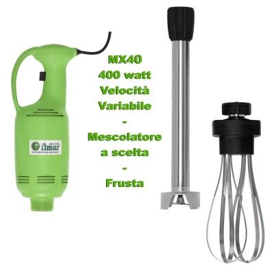 Professional variable speed immersion mixer and optional whip. 400 W vertical handle, Green. Series MX42 - MX4...