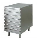Stainless steel chest of drawers for pizza dough containers. CAS7