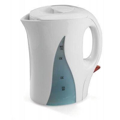 1L kettle with fixed base and three power levels. Max power 1100W. Light blue white color. B2001A