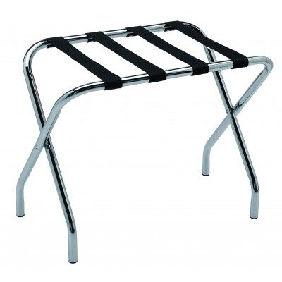 Chrome steel case holder with black straps. height 52 cm. max load capacity 60 kg. RVCROMO