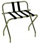 Brass-plated steel suitcase holder with black straps and backrest. height 71.5 cm. max. load capacity 60 kg.