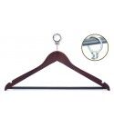 Wood hangers. brown finish with anti-theft chrome ring. GRA-1