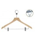 Wooden hangers. maple finish with anti-theft chrome ring and trouser rack. GRAP