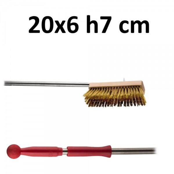 Rectangular swivel oven brush 20x6 h7 cm. Brass bristles. Stainless steel handle. various lengths. - Square.