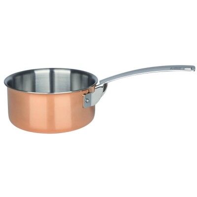 Mini casserole medium height professional single handle. various diameters. Collection "4-ply" Copper - Square