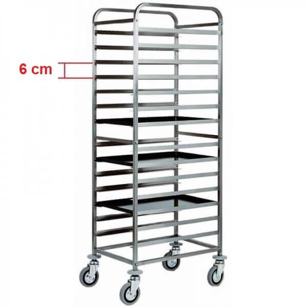 Stainless steel rack trolley for 20 trays 60x40. Model: CA1482T20 - Forcar Multiservice
