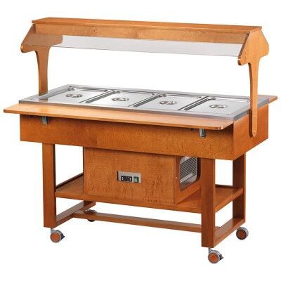 Negative refrigerated wooden display trolley with luminous dome - Forcar