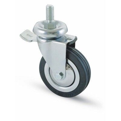 Wheels with brake for laundry trolleys