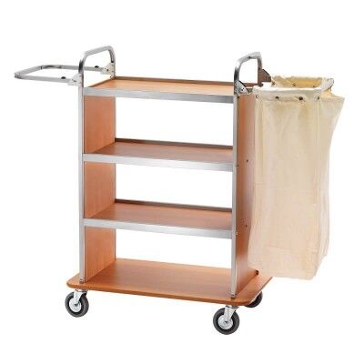 90 cm long laundry trolley with four shelves and bag with 2 folding arms - Forcar