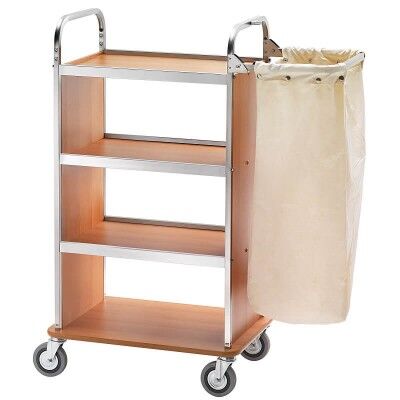 70 cm long laundry trolley with four shelves and folding arm bag - Forcar