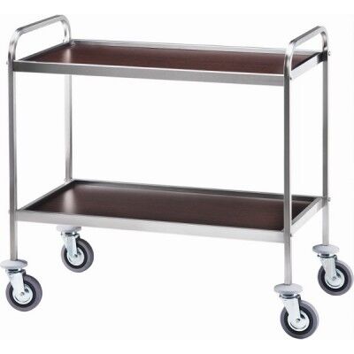 Dish and glass trolley with 2 draining shelves, 1 for glasses