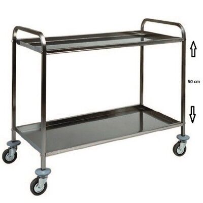 Stainless steel service trolley. four soundproofed shelves. total capacity 100 kg. - Forcar