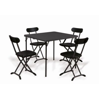 Set pieghevole tavolo quadrato + 4 sedie. SETBLACK