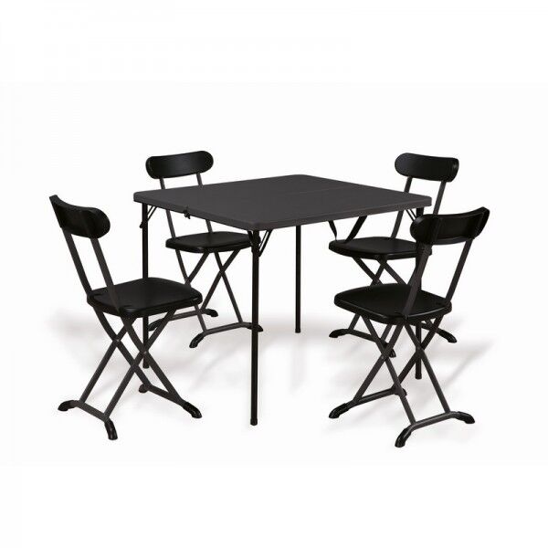 Set pieghevole tavolo quadrato + 4 sedie. SETBLACK - Stark s.r.l.