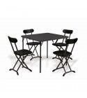 Set pieghevole tavolo quadrato + 4 sedie. SETBLACK