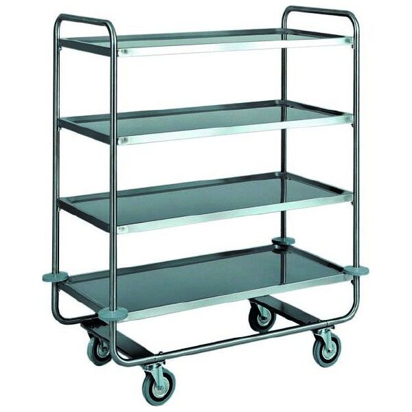 Stainless steel service cart, with four shelves. CA1432 - Forcar Multiservice