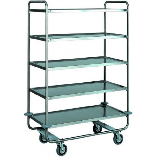 Stainless steel service trolley, with five shelves. CA1433 - Forcar Multiservice