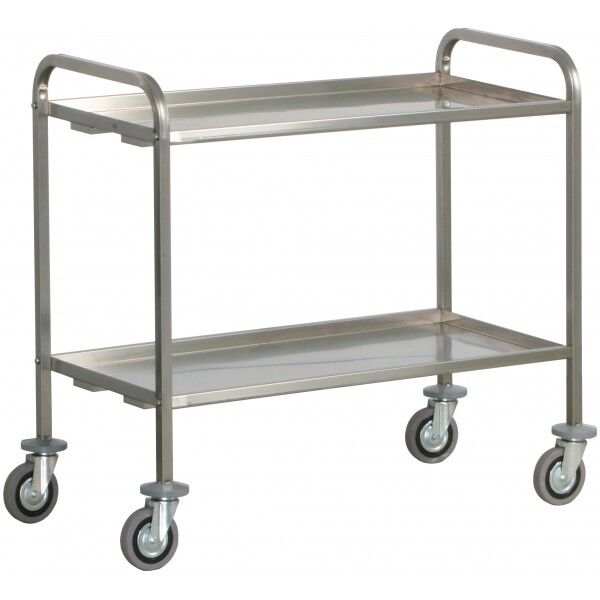 Stainless steel service trolley, with two tops for heavy transport. CA1392P - Forcar Multiservice