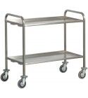 Stainless steel service trolley with two tops for heavy transport. CA1392P