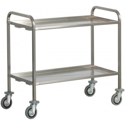 Stainless steel service trolley with two tops for heavy transport. CA1393P