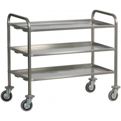 Stainless steel service trolley with three tops for heavy transport. CA1394P