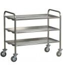 Stainless steel service trolley with three tops for heavy transport. CA1395P