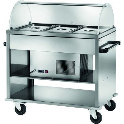 Negative refrigerated stainless steel display trolley with plexiglass dome. CAR2780BT - Forcar