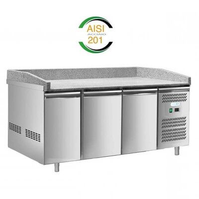 3-door refrigerated pizza counter for pizzerias and Kebab, AISI 201 stainless steel. GPZ3600TN-FC - Forcar