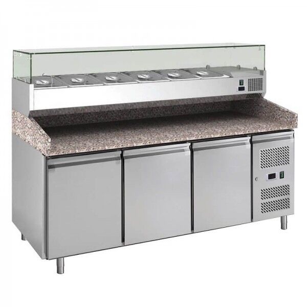 Banco pizza refrigerato Forcar PZ3600TN-33- 3 porte con portaingredienti - Forcar Refrigerati