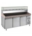 Forcar refrigerated pizza counter PZ3600TN-33- 3 doors with ingredient rack