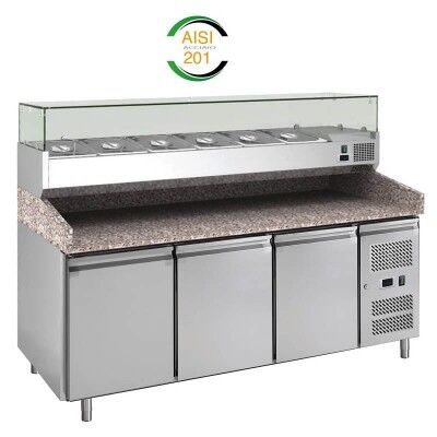 Forcar refrigerated pizza counter PZ3600TN33-FC 3 doors with ingredient rack