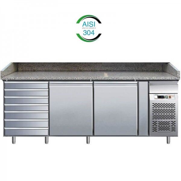 Banco pizza refrigerato Forcar PZ2610TN 2 porte + cassettiera per impasti - Forcar Refrigerati