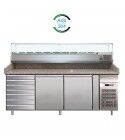 Banco pizza refrigerato Forcar PZ2610TN33 2 porte con cassettiera e portaingredienti - Forcar Refrigerati