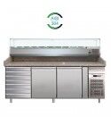 Forcar refrigerated pizza counter PZ2610TN38 2 doors drawer and ingredient rack