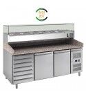 Forcar refrigerated pizza counter PZ2610TN33-FC 2 doors drawer and ingredient rack