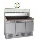 Forcar-Forcold refrigerated pizza counter S903PZVRGLASS-FC 3-door ingredient rack