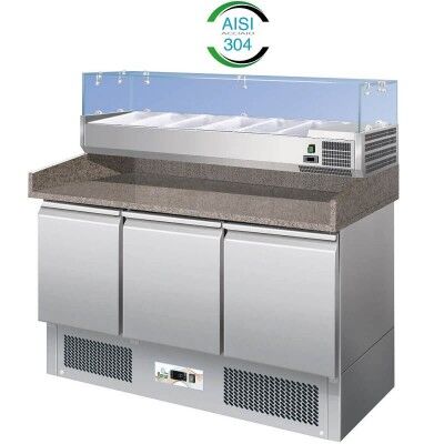 Stainless steel frame static refrigerated pizza counter. GS903PZFC - Forcar